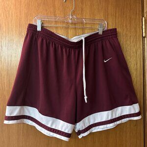 Dark Red and White Nike Plus Size Women's Shorts